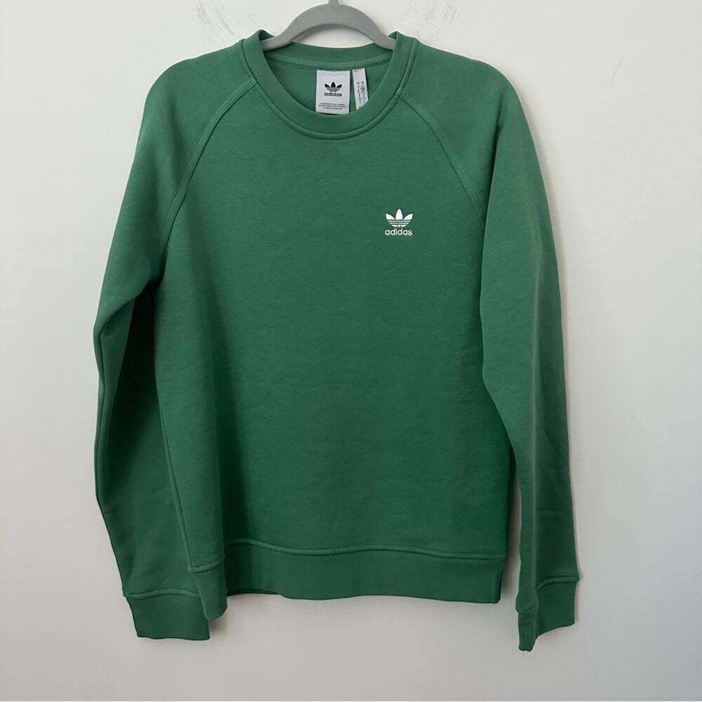 Adidas ESS Green Crewneck Sweater with Embroidered Logo Small NWT